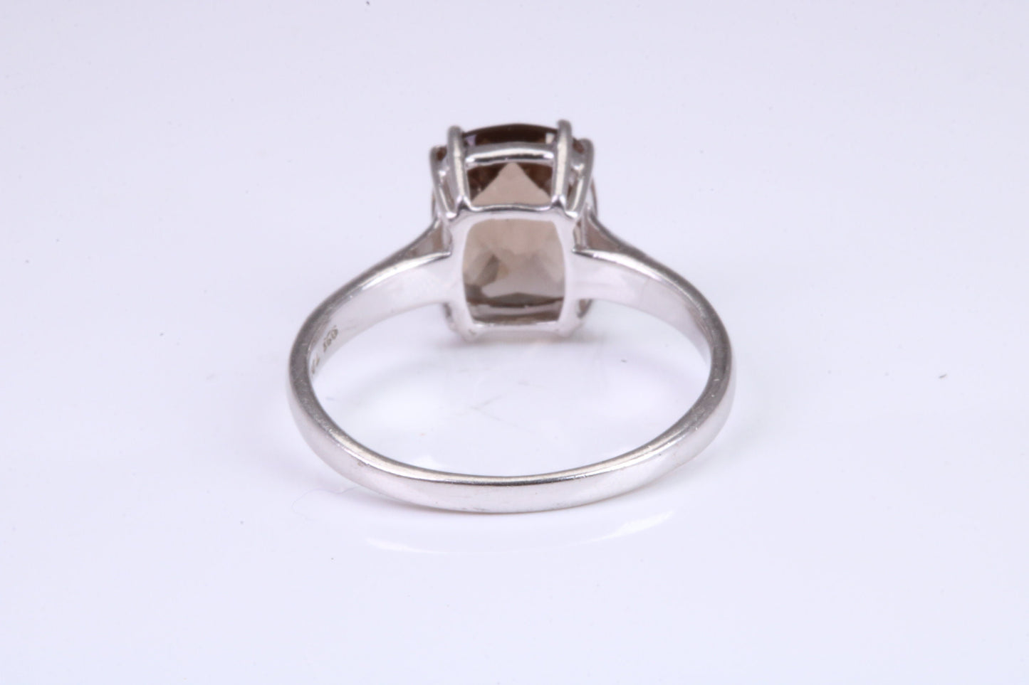 Cushion cut Smokey Quartz set Sterling Silver Ring