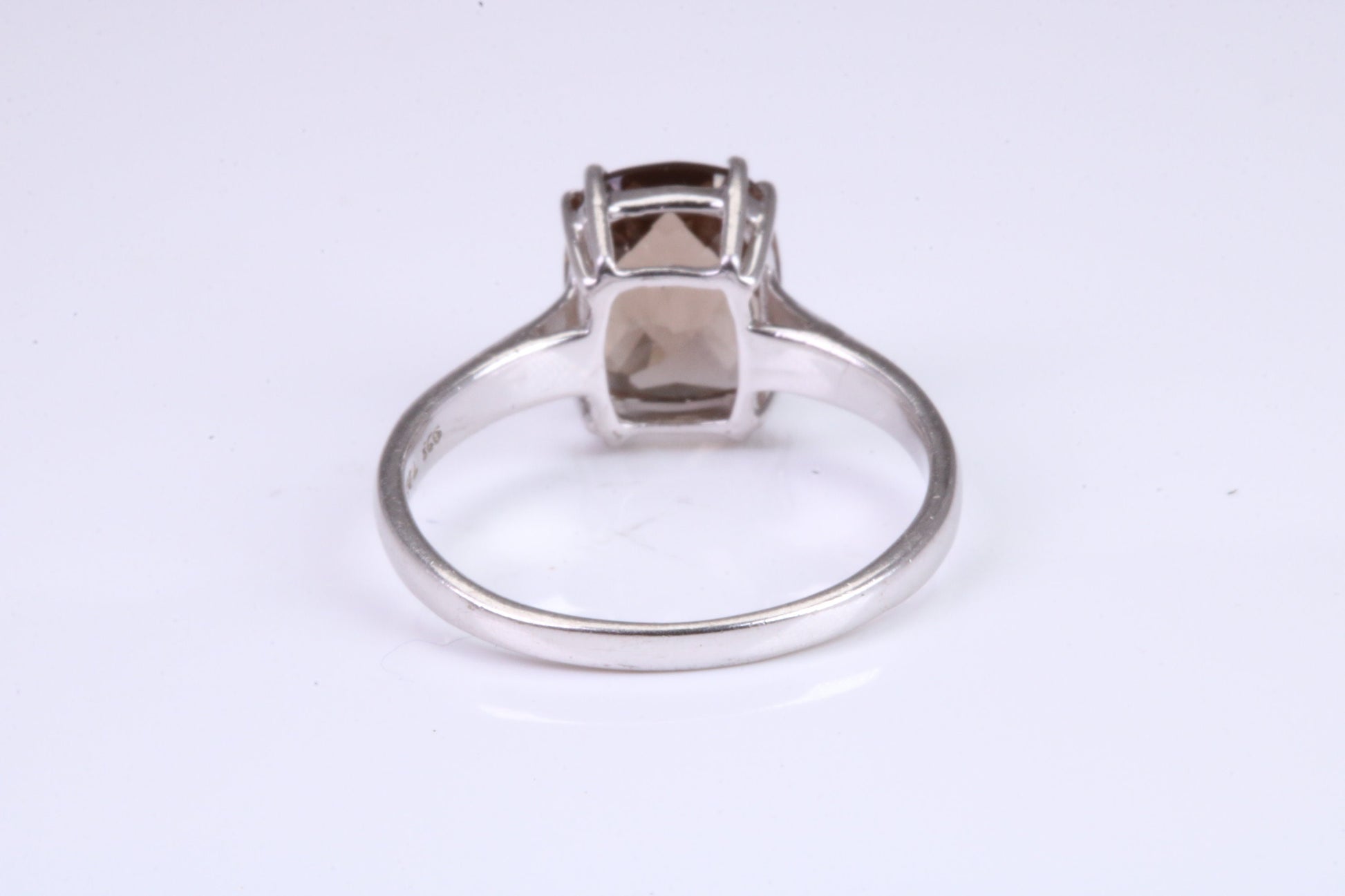 Cushion cut Smokey Quartz set Sterling Silver Ring