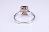 Cushion cut Smokey Quartz set Sterling Silver Ring