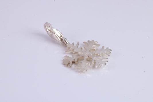 Snow Flake Charm, Traditional Charm, Made from Solid 925 Grade Sterling Silver, Complete with Attachment Link