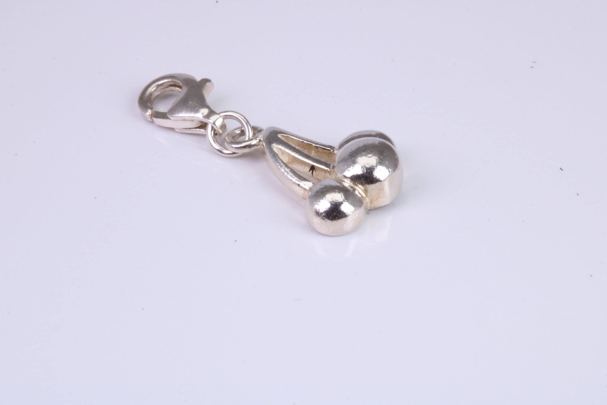 Cherries Charm, Traditional Charm, Made from Solid 925 Grade Sterling Silver, Complete with Attachment Link