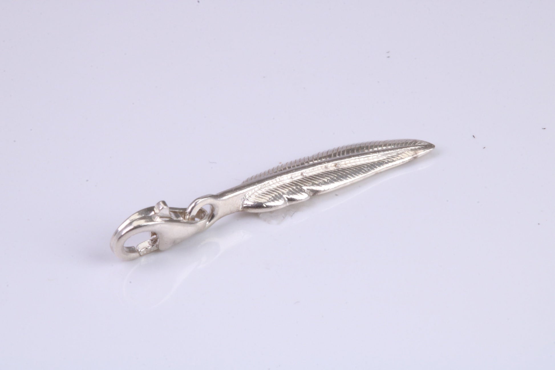 Feather Charm, Traditional Charm, Made from Solid 925 Grade Sterling Silver, Complete with Attachment Link