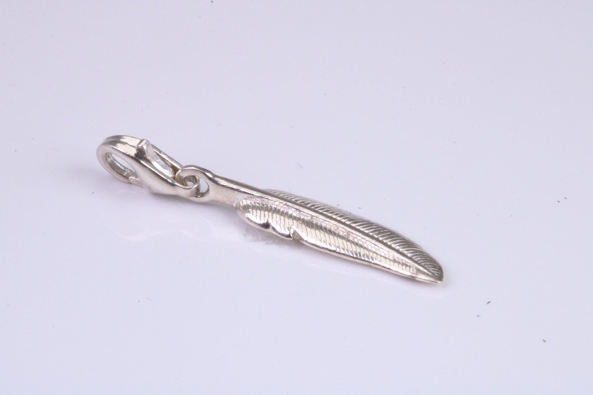 Feather Charm, Traditional Charm, Made from Solid 925 Grade Sterling Silver, Complete with Attachment Link