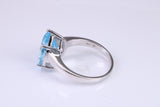 Large Natural Teardrop cut Blue Topaz set Sterling Silver Ring, November Birthstone