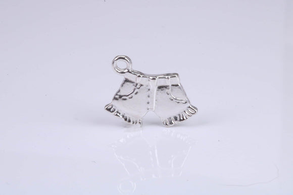 Shorts Charm, Traditional Charm, Made from Solid 925 Grade Sterling Silver, Complete with Attachment Link