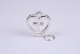 Cross In Love Heart Charm, Traditional Charm, Made from Solid 925 Grade Sterling Silver, Complete with Attachment Link