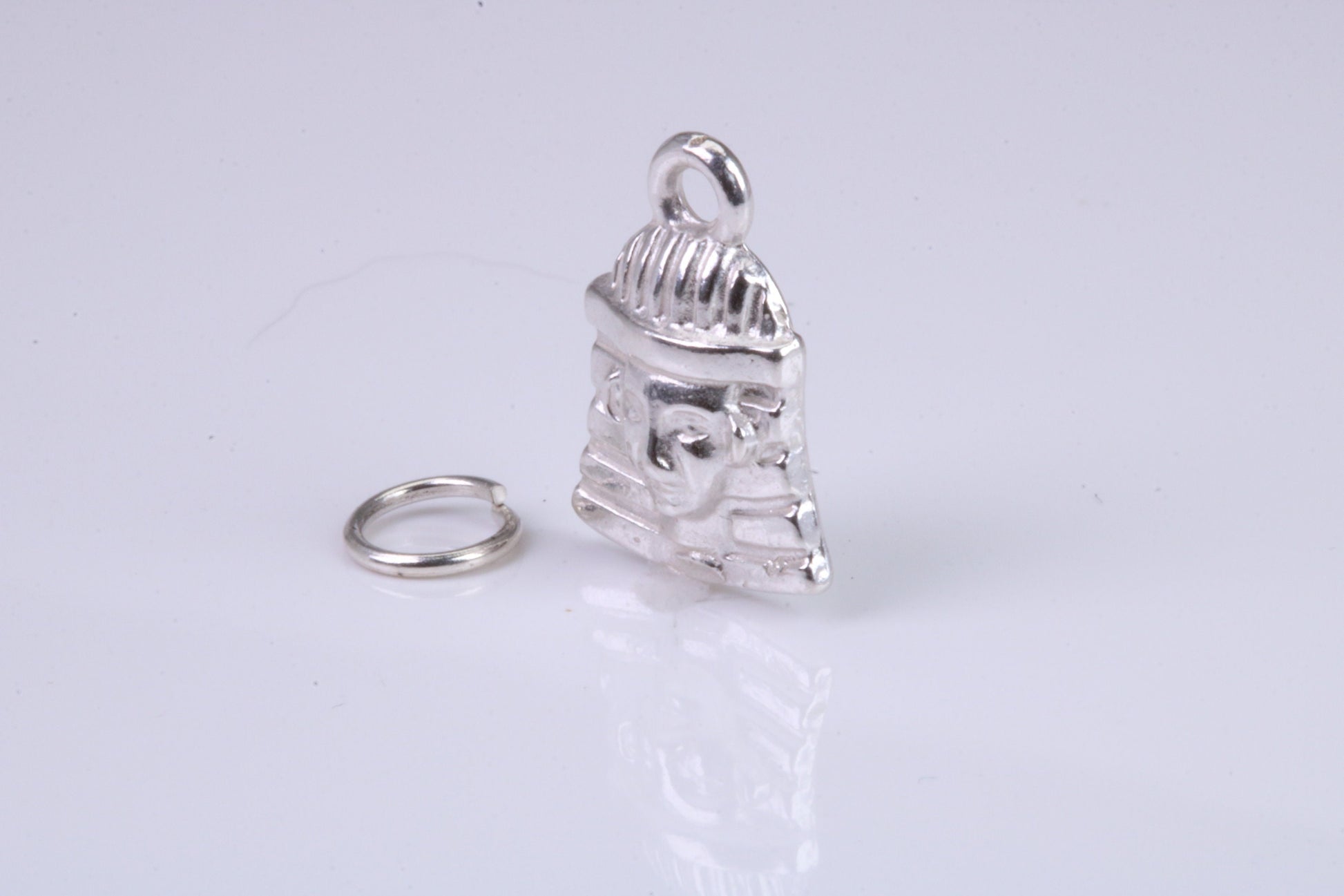 Pharaoh Charm, Traditional Charm, Made from Solid 925 Grade Sterling Silver, Complete with Attachment Link
