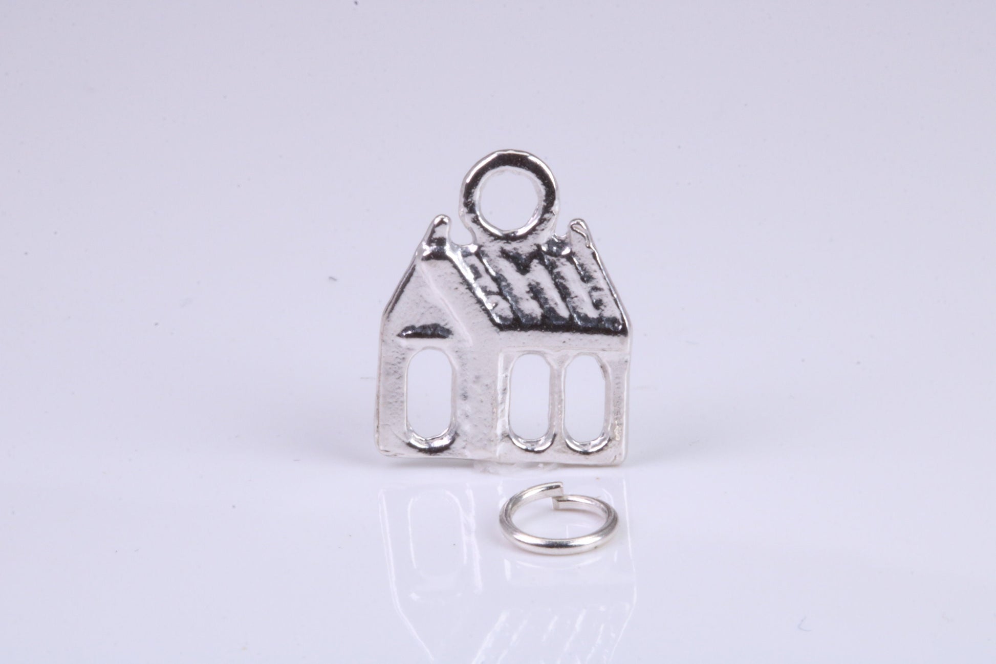 Log Cabin Charm, Traditional Charm, Made from Solid 925 Grade Sterling Silver, Complete with Attachment Link