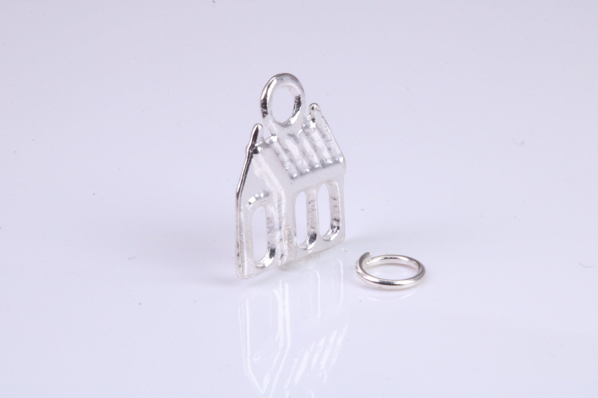 Log Cabin Charm, Traditional Charm, Made from Solid 925 Grade Sterling Silver, Complete with Attachment Link