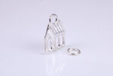 Log Cabin Charm, Traditional Charm, Made from Solid 925 Grade Sterling Silver, Complete with Attachment Link