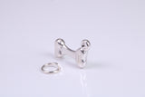 Dog Bone Charm, Made from Solid Cast Silver, Complete with Attachment Link