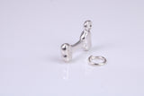 Dog Bone Charm, Made from Solid Cast Silver, Complete with Attachment Link