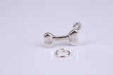 Dog Bone Charm, Made from Solid Cast Silver, Complete with Attachment Link