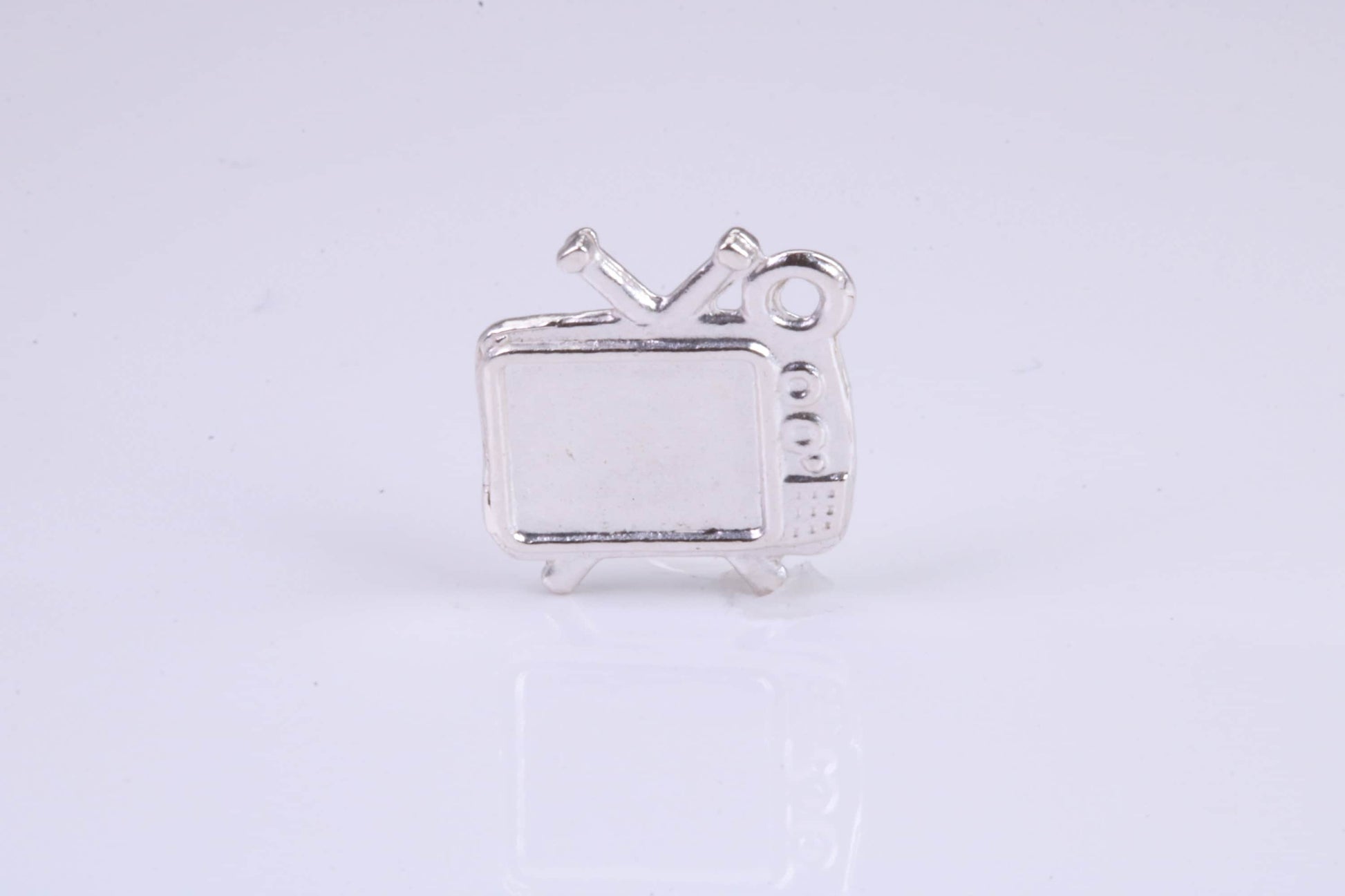 Vintage Television Charm, Traditional Charm, Made from Solid 925 Grade Sterling Silver, Complete with Attachment Link