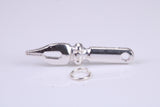 Fountain Pen Nib Charm, Traditional Charm, Made from Solid 925 Grade Sterling Silver, Complete with Attachment Link