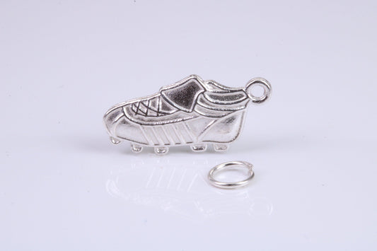 Soccer Boot Charm, Traditional Charm, Made from Solid 925 Grade Sterling Silver, Complete with Attachment Link