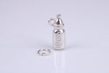 Baby Milk Bottle Charm, Made from Solid Cast Silver