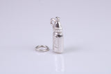 Baby Milk Bottle Charm, Made from Solid Cast Silver