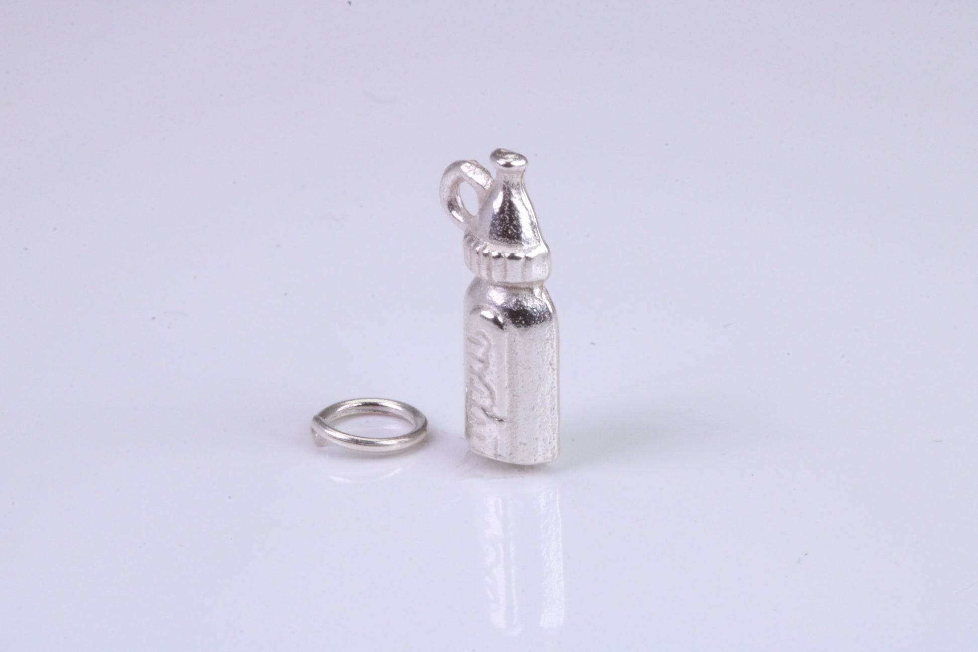 Baby Milk Bottle Charm, Traditional Charm, Made from Solid 925 Grade Sterling Silver, Complete with Attachment Link