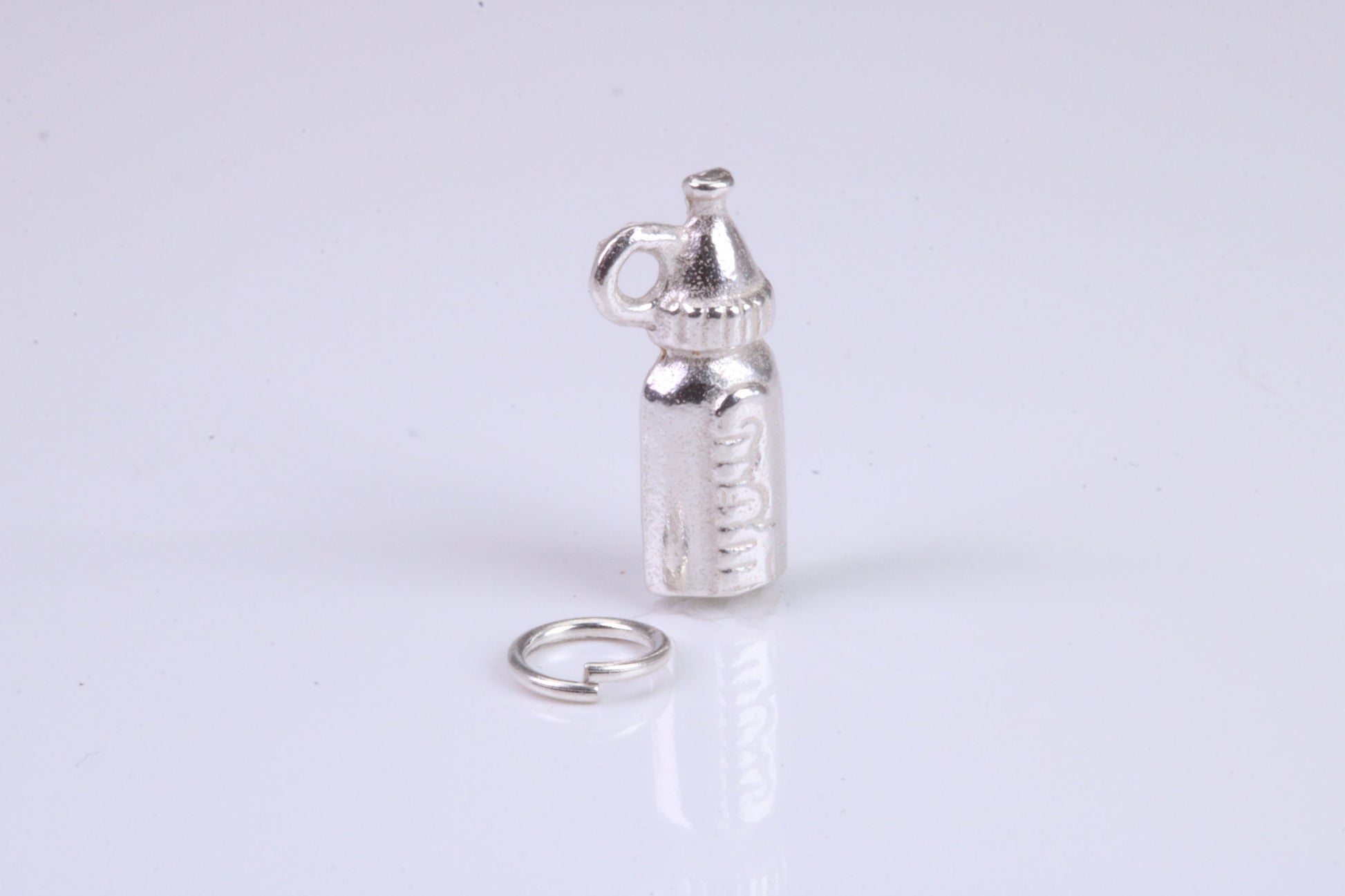 Baby Milk Bottle Charm, Traditional Charm, Made from Solid 925 Grade Sterling Silver, Complete with Attachment Link