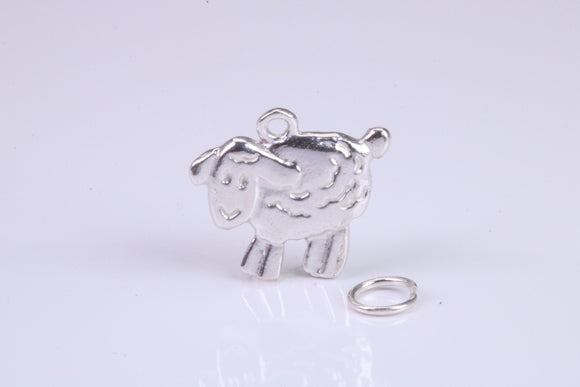 Sheep Charm, Traditional Charm, Made from Solid 925 Grade Sterling Silver, Complete with Attachment Link