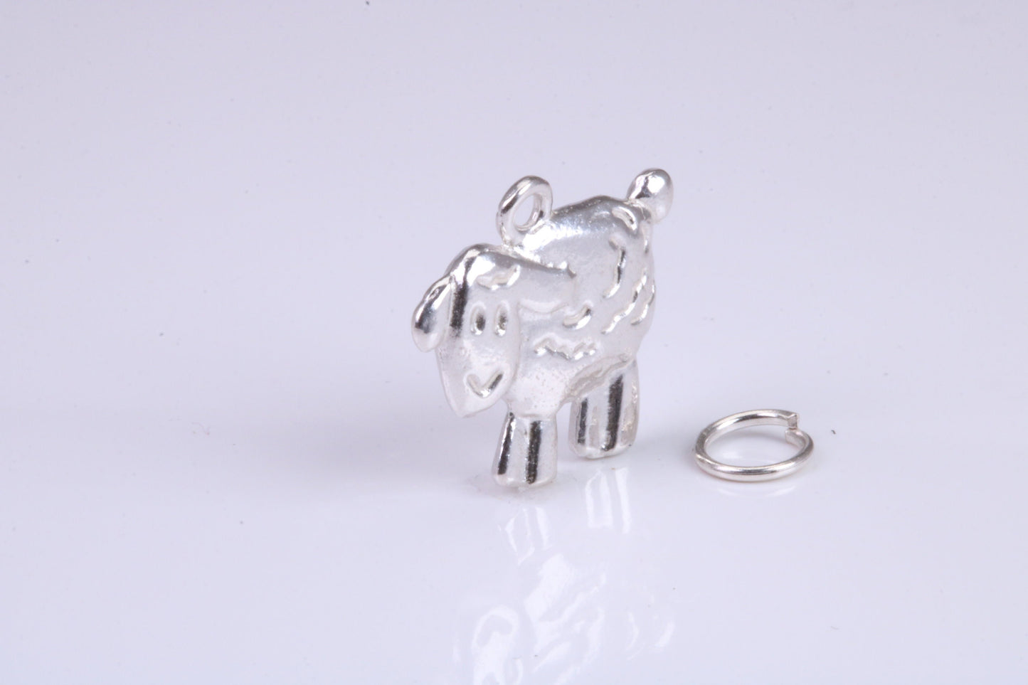 Sheep Charm, Traditional Charm, Made from Solid 925 Grade Sterling Silver, Complete with Attachment Link