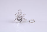 Frog Charm, Traditional Charm, Made from Solid 925 Grade Sterling Silver, Complete with Attachment Link