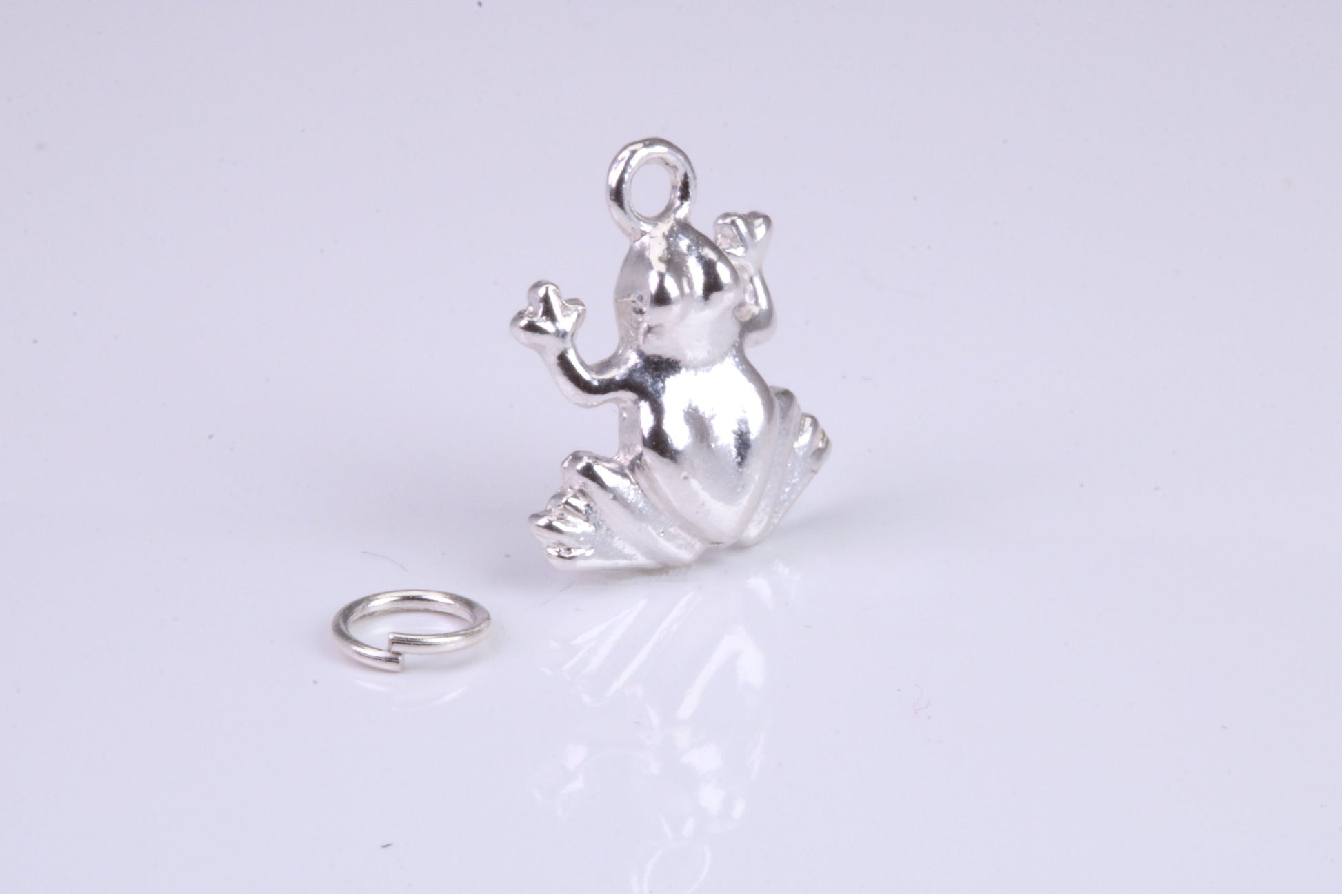 Frog Charm, Traditional Charm, Made from Solid 925 Grade Sterling Silver, Complete with Attachment Link