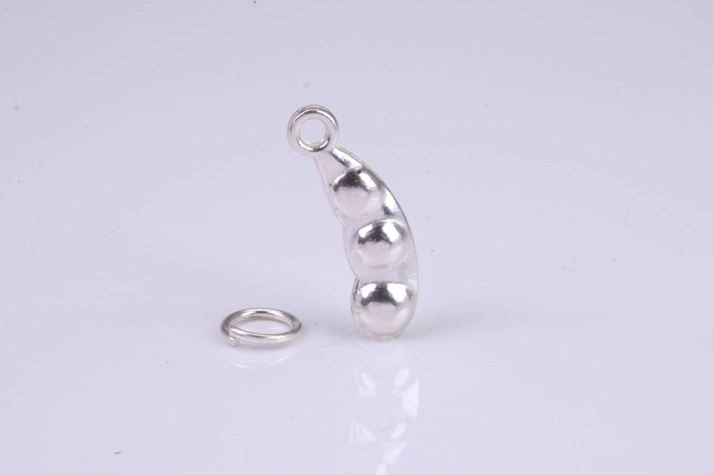 Peapod Charm, Traditional Charm, Made from Solid 925 Grade Sterling Silver, Complete with Attachment Link