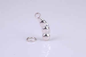 Peapod Charm, Traditional Charm, Made from Solid 925 Grade Sterling Silver, Complete with Attachment Link