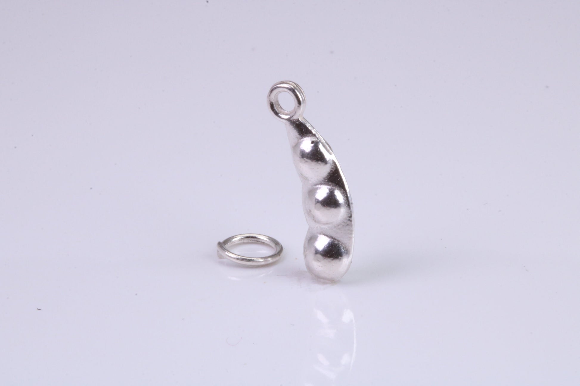 Peapod Charm, Traditional Charm, Made from Solid 925 Grade Sterling Silver, Complete with Attachment Link