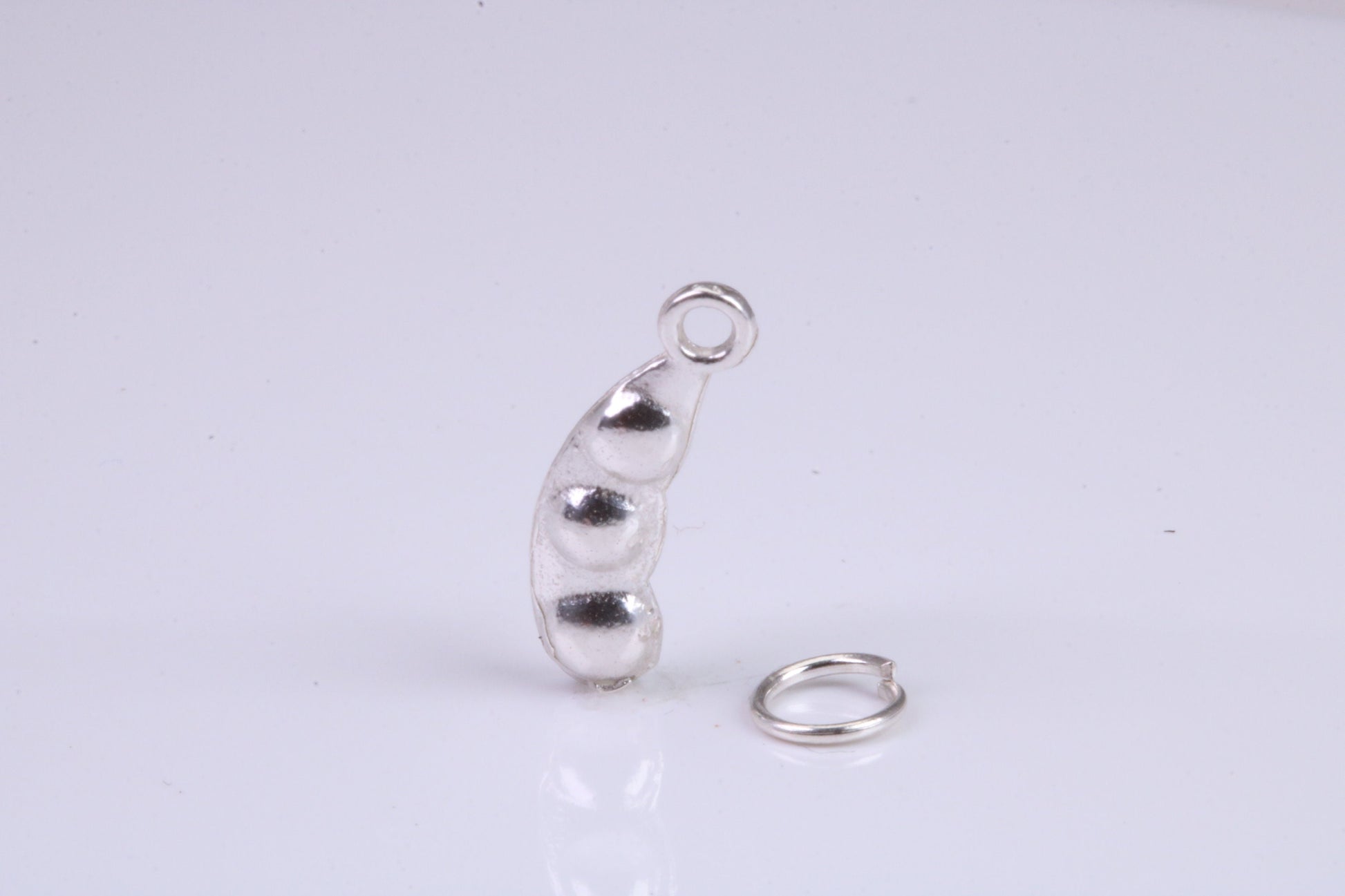 Peapod Charm, Traditional Charm, Made from Solid 925 Grade Sterling Silver, Complete with Attachment Link