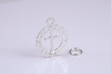 Cross In Wreath Charm, Made from Solid Cast Silver