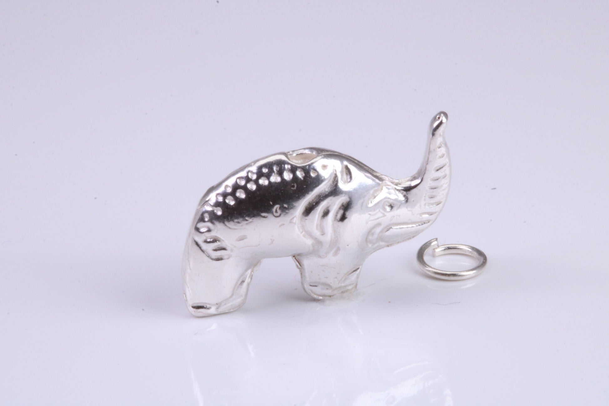 African Elephant Charm, Traditional Charm, Made from Solid 925 Grade Sterling Silver, Complete with Attachment Link