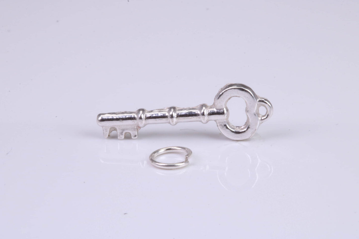 Key Charm, Traditional Charm, Made from Solid 925 Grade Sterling Silver, Complete with Attachment Link