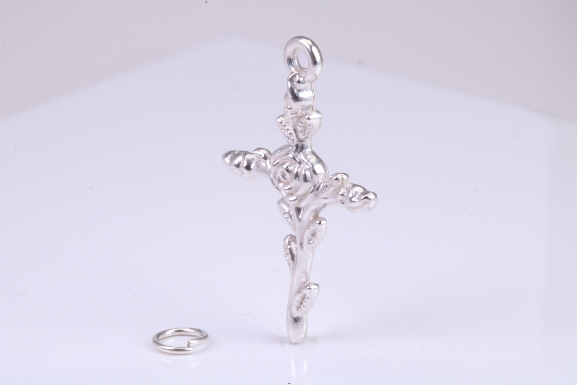 33 mm Long Cross Necklace, made from solid Sterling Silver, With 18 Inch Long Chain