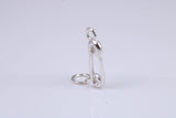 Safety Pin Charm, Traditional Charm, Made from Solid 925 Grade Sterling Silver, Complete with Attachment Link