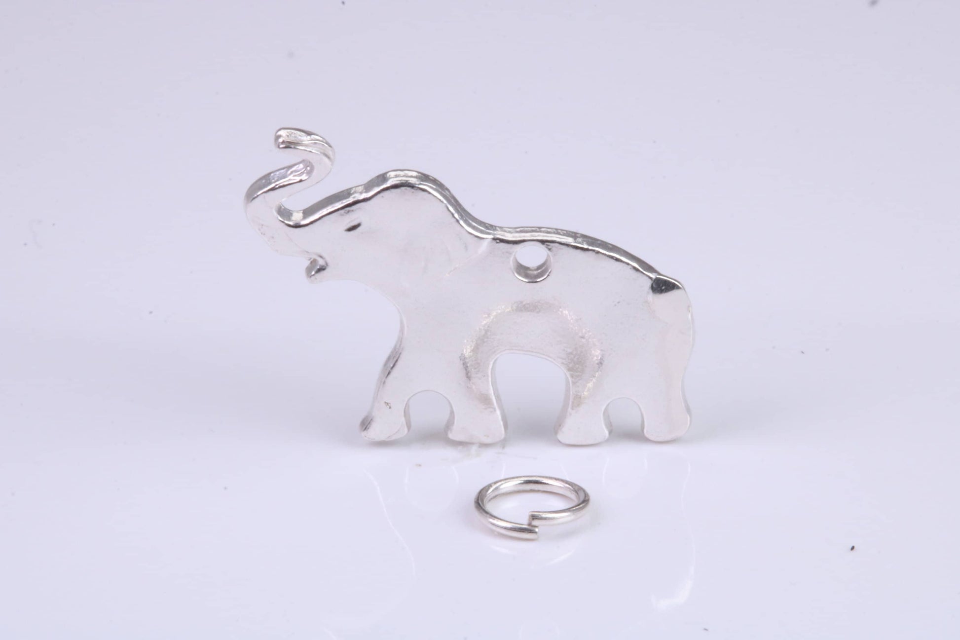 African Elephant Charm, Traditional Charm, Made from Solid 925 Grade Sterling Silver, Complete with Attachment Link