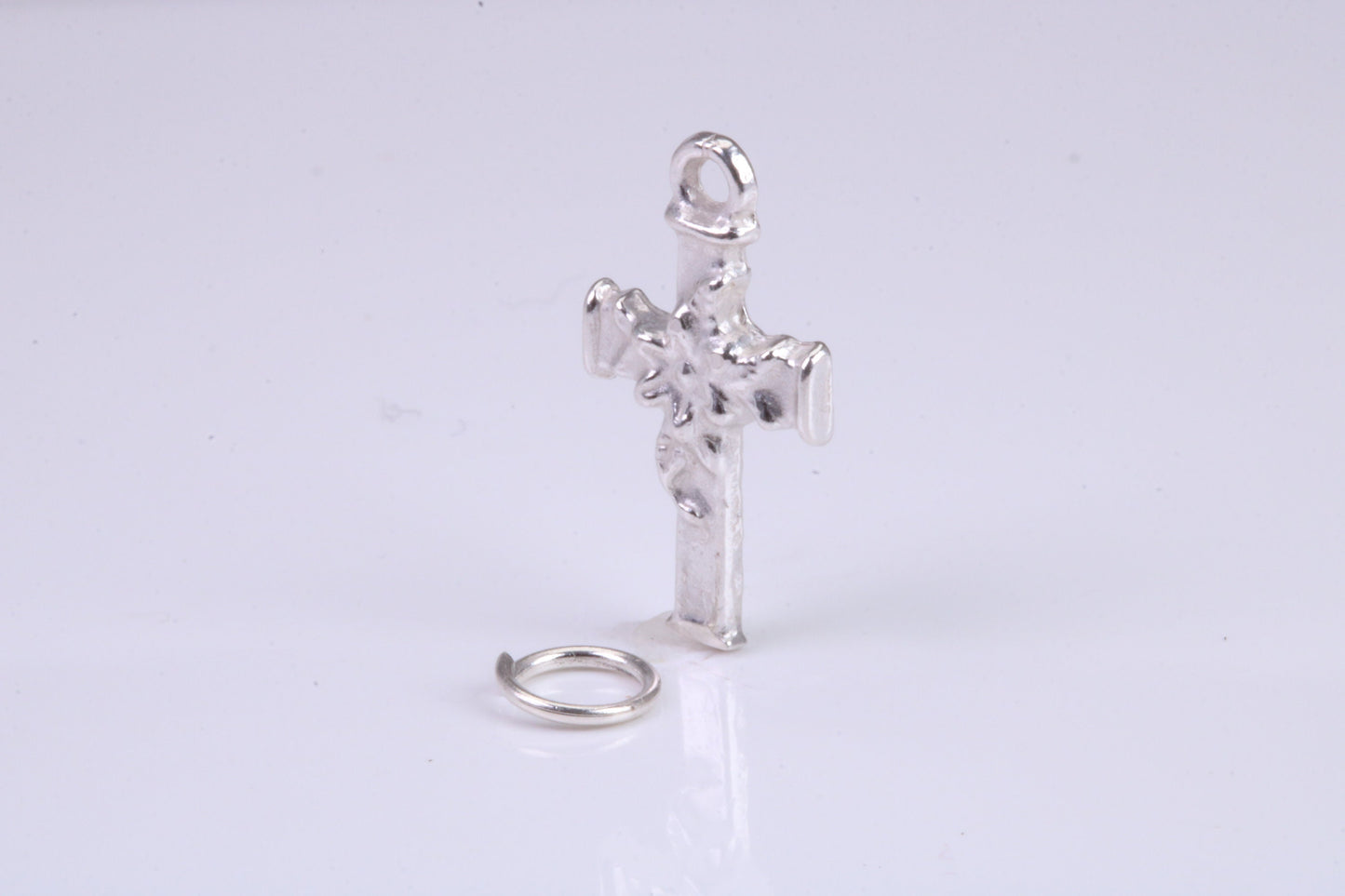 Cross Charm, Traditional Charm, Made from Solid 925 Grade Sterling Silver, Complete with Attachment Link