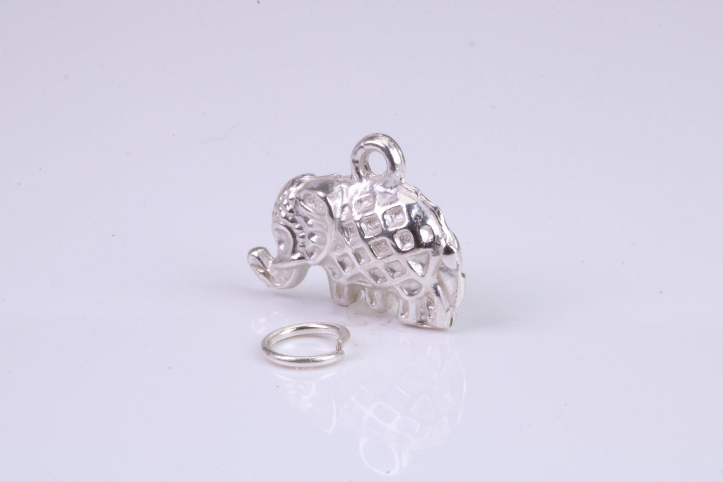 Elephant Charm, Traditional Charm, Made from Solid 925 Grade Sterling Silver, Complete with Attachment Link