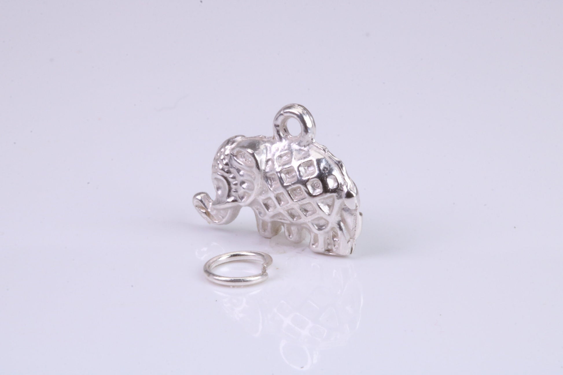 Elephant Charm, Traditional Charm, Made from Solid 925 Grade Sterling Silver, Complete with Attachment Link