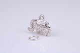 Elephant Charm, Made from Solid Cast Silver, Complete with Attachment Link