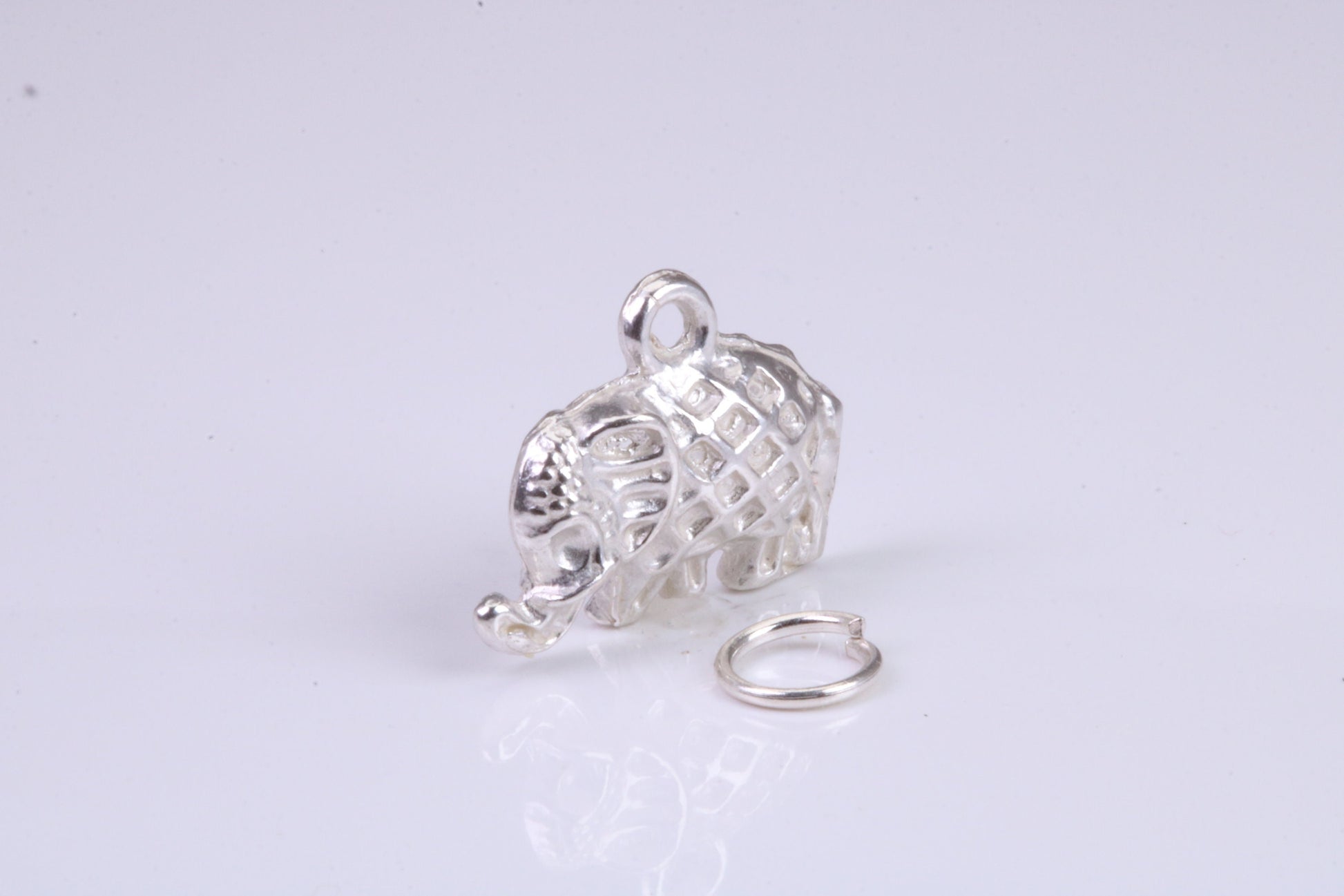 Elephant Charm, Traditional Charm, Made from Solid 925 Grade Sterling Silver, Complete with Attachment Link