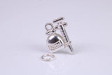 Syringe Charm, Made from Solid Cast Silver, Complete with Attachment Link
