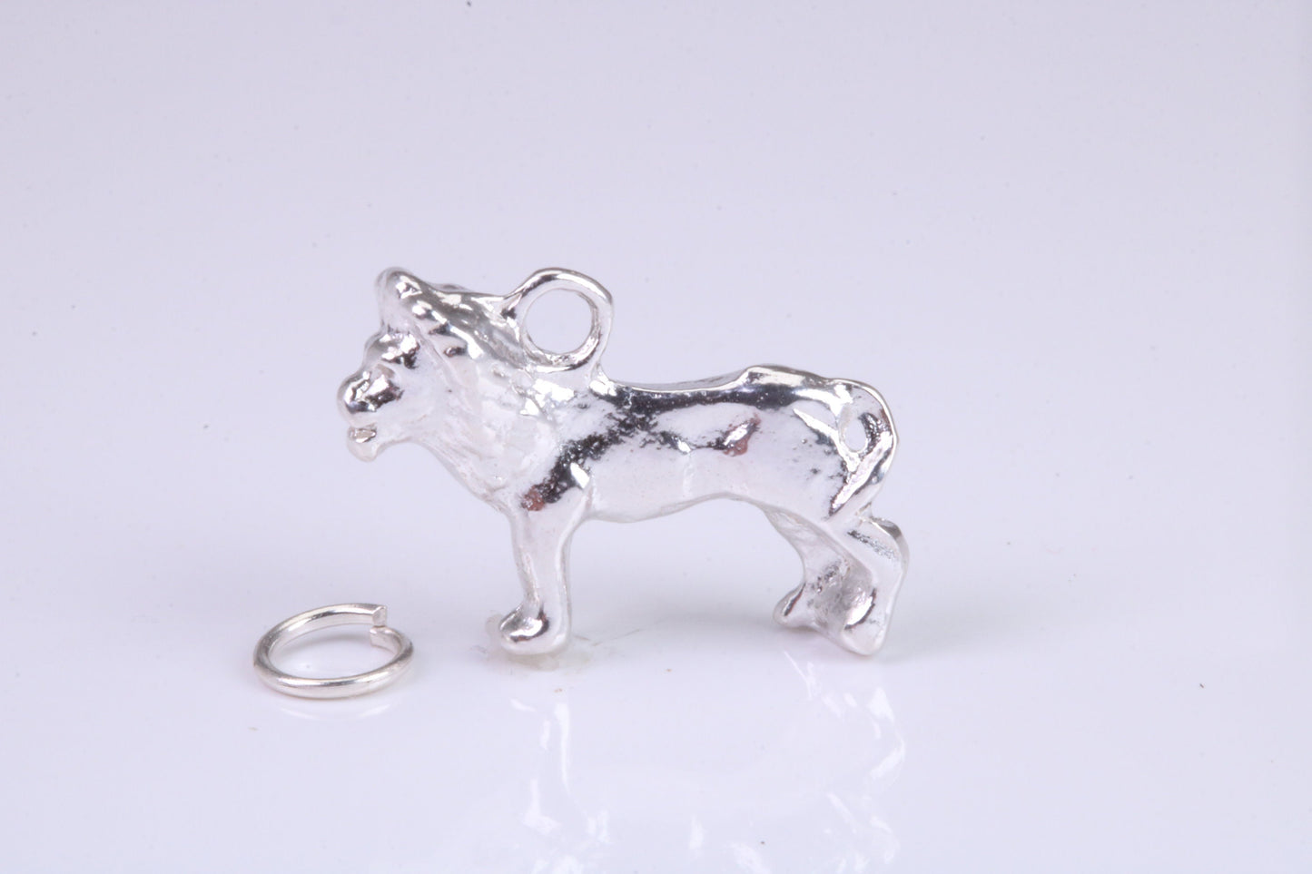 Lion Charm, Traditional Charm, Made from Solid 925 Grade Sterling Silver, Complete with Attachment Link