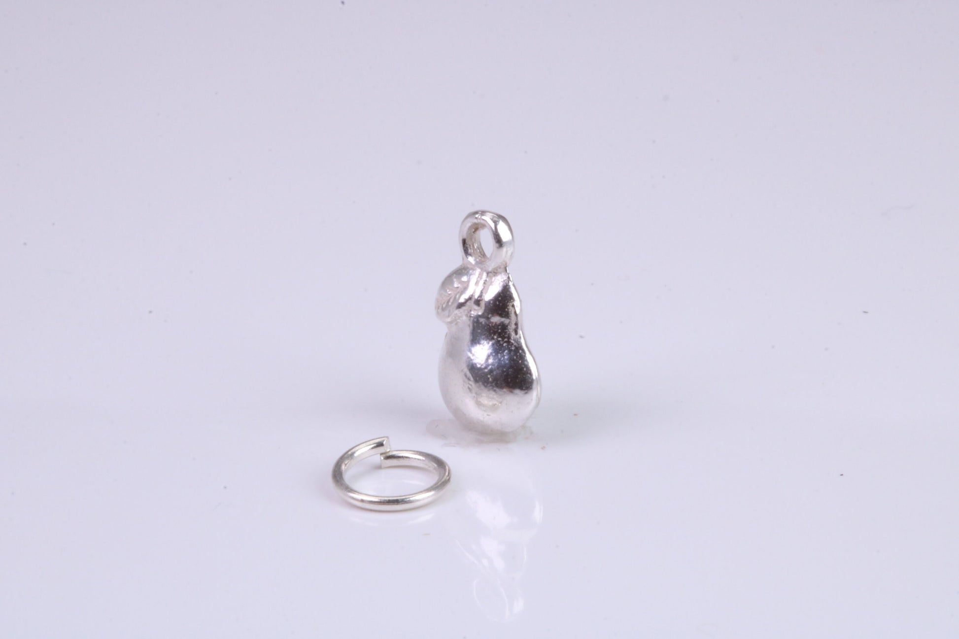 Pear Charm, Traditional Charm, Made from Solid 925 Grade Sterling Silver, Complete with Attachment Link