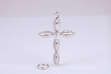 28 mm Long Cross Necklace, made from solid Sterling Silver, With 18 Inch Long Chain