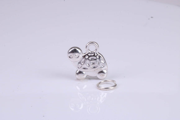 Tortoise Charm, Traditional Charm, Made from Solid 925 Grade Sterling Silver, Complete with Attachment Link