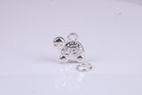 Tortoise Charm, Made from Solid Cast Silver, Complete with Attachment Link