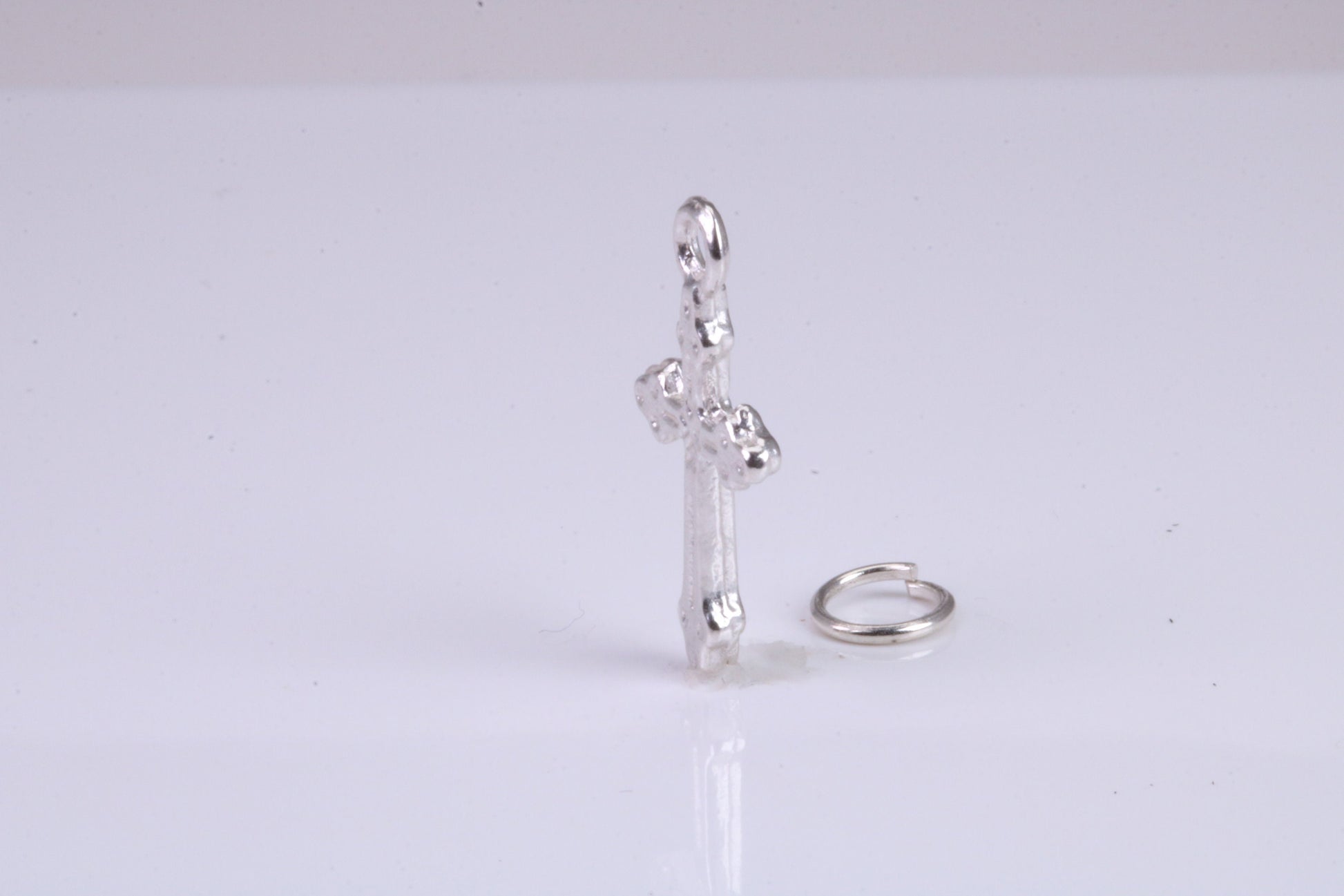 Cross Charm, Traditional Charm, Made from Solid 925 Grade Sterling Silver, Complete with Attachment Link